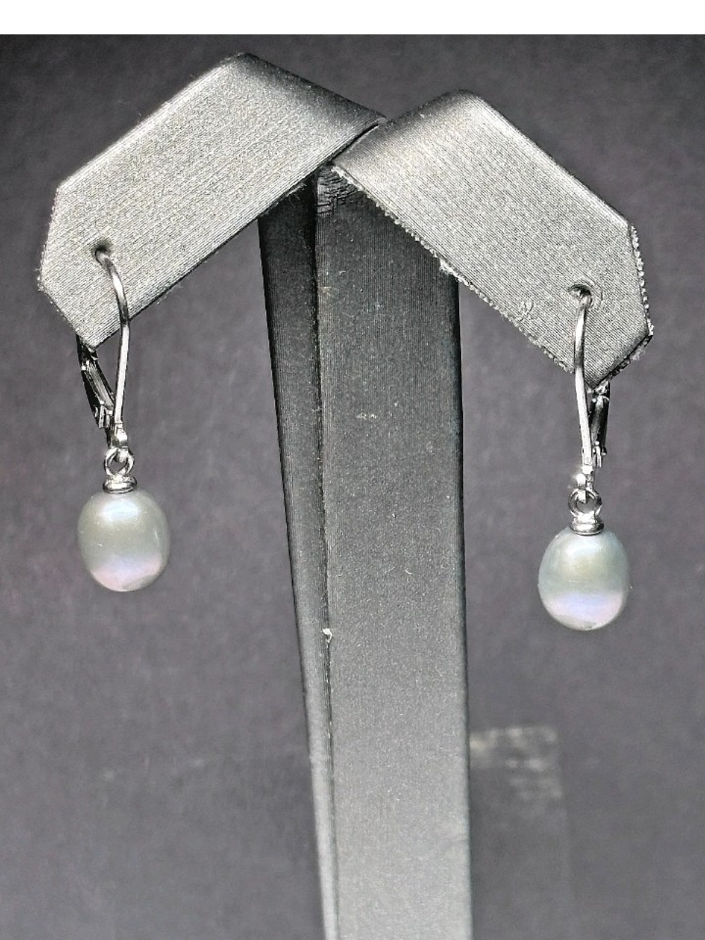 Sterling Silver Freshwater Pearl Drop Earrings - Grey